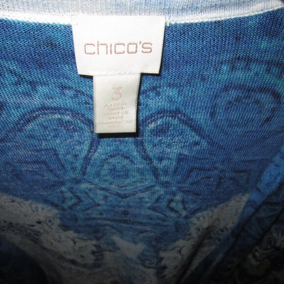 Chico's 3 XL Open Cardigan Sweater Duster Lightweight Knit Paisley Print Long Sl - Picture 3 of 3